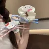 Scrunchie de Gatinha Estilo Coreano para Meninas de Faculdade, Rosa e Azul com Fita Kt, Acessório de Cabelo para Coque, Nuvem Fofa