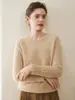 Suéter 100% Cachemir Puro para Mujer, Suéter Interior de Cuello Redondo con Patrón Retorcido Retro, Amigable con la Piel, Adelgazante, Capa Base de Punto Cálida