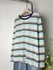 Camisa Manga Longa Listrada Colorida Estilo Preguiçoso Solta Proteção Solar Top Camiseta Cardigan Listrado Feminino Dongdaemun Coreano