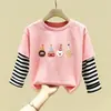 Blusa Patchwork Casual para Menina Roupas de Algodão Puro Infantil Novo Estilo Moda Tendência Manga Longa Primavera e Outono
