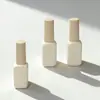 Frasco de Vidro Vazio Quadrado Bege e Branco para Esmalte em Gel com Tampa Pincel Personalizado, Logo Personalizável