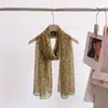 Nuevo pañuelo fino de seda con estampado floral pequeño 50*160, pañuelo largo de georgette estampado para mujer, protector solar, transpirable, versátil, pañuelo de viaje