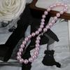 Collar de Perlas Rosas Flor de Cerezo Coreana Cadena para Clavícula Cierre de Lingote de Plata Esterlina Anudado a Mano Estilo Básico 26 Primavera/Verano