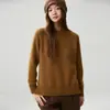 Suéter de cachemira con cuello redondo y abertura lateral 2026 Otoño/Invierno nuevo estilo para mujer, color liso, capa base, estilo versátil, suéter grueso de punto