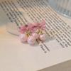 Pendientes rosas súper dulces, nuevos de 2023, con lazo, corazón de niña dulce, cuentas de caramelo, pequeños y frescos.