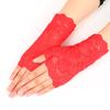 Guantes de Verano para Conducir con Protección Solar para Mujer Encaje Blanco y Negro Guantes de Medio Dedo Guantes Delgados sin Dedos