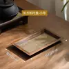 Bandeja Seca para Té Doméstica de Madera Maciza Tailandesa, Mesa de Té Pequeña Vintage, Bandeja Rectangular para Tazas de Té, Bandeja de Té Tejida de Bambú Estilo Zen