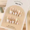 Base Nude Perla Dorada Uñas Portables Xiaohongshu Hechas a Mano Fototerapia Uñas Postizas Set de 10 Piezas de Tamaños Variados Puntas de Uñas Venta Directa