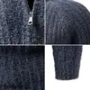 Suéter de punto para hombre con cremallera y cuello medio alto, estilo europeo y americano, para otoño e invierno, prenda base casual de moda con cuello alto