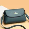 Textura de Cuero Genuino Gran Capacidad Bolso de Hombro Cruzado para Mujer Bolso Cuadrado con Relieve de Hoja Multicapa Moda Nuevo Transfronterizo