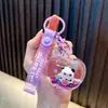 Chaveiro de panda cheio de óleo, garrafinha com areia movediça de maçã, pingente de bolsa, chaveiro de carro, prêmio de máquina de pegar, pequeno presente
