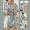 Pijama de manga corta coolomi de hilo de algodón japonés de comercio exterior para mujer, cárdigan de tela con burbujas de verano, bonito y dulce traje para el hogar
