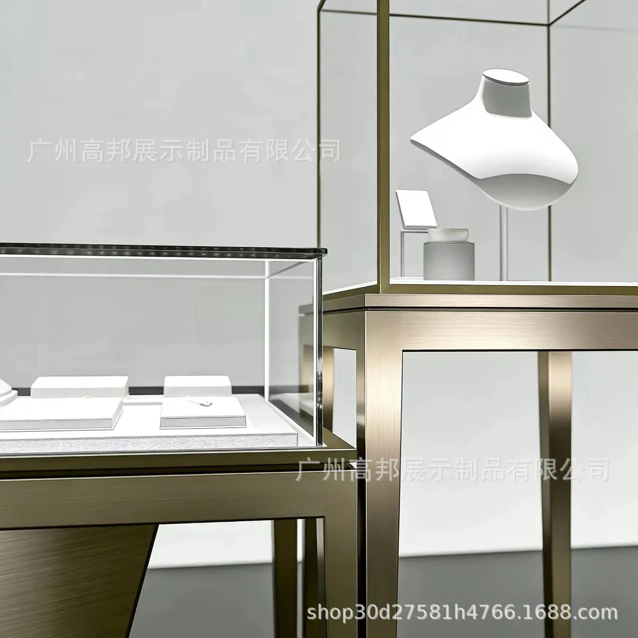 定制加工工厂认证源头厂家珠宝展柜不锈钢有机玻璃铁艺烤漆高档玻