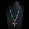 Collar Turquesa Estilo Étnico Retro Bohemio Collar Apilado Estilo Vaquero Occidental Cadena de Suéter de Alta Gama