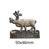 Imán de Refrigerador Reno Aurora Boreal Bosque Campo de Nieve Animal Auspicioso Insignia Metálica Broche Círculo Polar Ártico Cultural Creativo Personalización