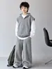 Conjunto de roupa de outono para meninos, estilo primavera e outono, nova coleção 2026, para crianças de tamanho médio e grande, moletom esportivo e estiloso, moderno e legal para o outono