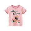 Camiseta de manga corta para niña verano 2024 nuevo ocio infantil estilo extranjero oso manga media infantil una generación de cabello