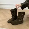 Estilo floresta retrô! Botas western curtas com fivela de nicho para mulheres, botas Chelsea Birkenstock emagrecedoras de inverno 2026