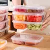 Caixa de Armazenamento de Alimentos Doméstica, Caixa para Preparo e Porcionamento na Cozinha, Caixa de Conservação para Geladeira com Quatro Compartimentos, à Prova de Odores, para Vegetais e Carnes Congeladas