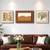 Pintura Decorativa para Pared de Fondo de Sofá de Sala de Estar Estilo Retro Tríptico Mural Artístico Francés Efecto 3D Dopamina Colgante de Pared