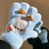 Luvas de Pelúcia de Pinguim Fofo para Mulheres, Novo Modelo Inverno 2025, Quentes, Forradas com Lã, Espessadas, à Prova de Vento, Resistentes ao Frio, com Alça de Pescoço