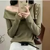 Elegante top de tricô de um ombro para mulheres, nova coleção primavera/outono 2026, um suéter versátil para usar como base, um top chique e sofisticado