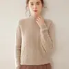 26 Suéter de Cachemir Nuevo de Cuello Medio para Otoño/Invierno para Mujer, Grueso de Color Sólido Tejido de Punto Trenzado Holgado Agradable para la Piel Suéter Base de Punto