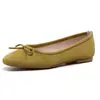 Sapatilhas Elegantes de Temperamento com Laço, Bico Redondo e Salto Baixo, Estilo Fada Outono 2023, Sapatos de Camurça de Boca Rasa