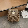 Mochila retro de leopardo de estilo coreano de moda transfronteriza, nuevo modelo 2026, gran capacidad, material de gamuza, de nicho y a la moda para salidas