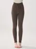 Leggings de punto de cintura alta para mujer, cálidos para otoño e invierno, 100% cachemira pura, corte ajustado, elásticos y pantalones interiores elásticos