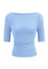 Camiseta de Punto Acanalado de Manga Corta con Cuello Barco Ajustada Casual Básica Ropa Primavera 2026 Cómoda y Casual
