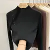 Suéter Feminino Outono e Inverno Roupa de Baixo 2024 Novo Estilo Estilo Estrangeiro Chique Top Slim de Fundo Alto Camisa de Malha para Usar por Baixo