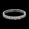 Venda Direta da Fábrica Pulseira de Cordão Elástico Totalmente Cravejada Europeia e Americana Pulseira de Strass de Fileira Única e Múltiplas Fileiras Cor Dourada e Prateada Galvanizada Personalizável
