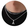 Colar Colar com Pingente de 26 Letras Amazon Transfronteiriço Camadas Aço Inoxidável Dupla Camada Festa Joias Masculinas