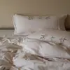 Estilo femenino y elegante juego de ropa de cama de cuatro piezas 60 hilos Tencel de Lenzing doblemente cepillado mate bordado suave y fresco