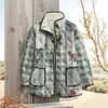 Estación Independiente Transfronteriza 2025 Moda Femenina Temu Chaqueta de Algodón Plisada Estampado Digital Floral Chaqueta de Algodón para Mujer F252