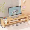 Suporte Elevado para Computador de Mesa com Base para Tela, Bandeja para Teclado e Gaveta para Organização de Mesa de Escritório