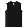 Camiseta Regata Masculina de Algodão Penteado Cor Sólida Masculina Solta Esportiva Ombro Largo Camiseta Básica Pronta para Venda