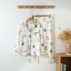 Pijamas infantiles de primavera de algodón para niños y niñas, bonitos conjuntos de ropa de casa de manga larga de crepé de algodón con hilo de algodón para padres e hijos.
