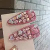 Accesorios para el cabello estilo coreano nuevos de alta calidad exquisitos rosa rosa dopamina rosa chica diamantes de imitación diamante clip BB pasador lujo ligero