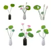 Flores de Loto y Hojas Flores Artificiales Fabricante Flores Falsas Plantas Verdes Decoración de Bodas Manualidades Estilo Ins Venta al por Mayor Transfronteriza