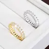 Anillo de Caramelo de Roca Cuadrado Geométrico de Textura Simple a la Moda Exquisito Sensación de Alta Gama Banda Lisa Material de Cobre Joyería de Mano Venta Directa de Fábrica