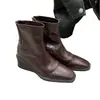 2026 Botas de Cuña de Suela Gruesa Punta Cuadrada Elásticas Ajustadas Botas de Estilo Nuevo Cremallera Trasera Tacón Alto Botas Cortas Botas Individuales para Viajar Negro