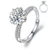 Anillo de Moissanita de Imitación de Joyería Transfronteriza para Mujer Estilo Ins Abierto Ajustable Nicho Lujo Accesible Alta Gama Anillo de Zirconia