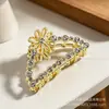 Pinza para el pelo estilo coreano con perlas y pedrería, clip de aleación para la parte posterior de la cabeza, accesorio para el cabello moderno y versátil, look fresco y dulce