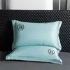 Funda de almohada de seda helada refrescante lavable Juego de dos fundas de almohada bordadas de verano Funda de almohada individual lavable a máquina 48X74Cm