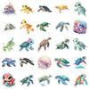 50 piezas pegatinas de tortuga de dibujos animados coloridas de vida marina transfronteriza para equipaje, patinete, teléfono móvil, pegatinas de hielo y nieve