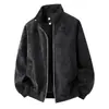 Chaqueta retro estilo americano con cuello alto para hombre, adecuada para hombres jóvenes y de mediana edad, corte holgado, elegante y hecha de cuero PU con forro de felpa, perfecta para otoño e invierno