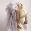 Acessórios de cabelo Lolita japonesa grampo de rosa véu de renda presilha lateral menina meiga fofa véu de noiva Lolita