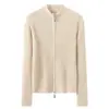 Estilo minimalista old money~Cardigã de tricô 100% cashmere puro Consinee para mulheres Versátil para o trabalho e dia a dia suéter slim fit